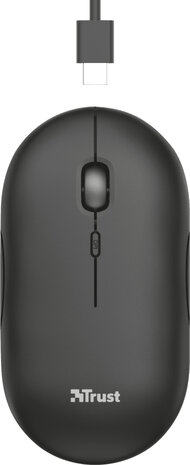 Puck Mouse (draadloos + Bluetooth, 1600 dpi, 4 knoppen, zwart)