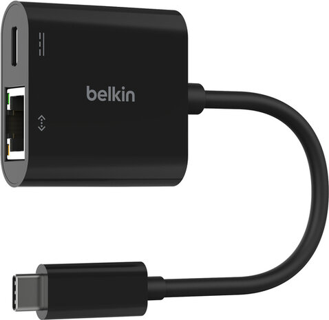 Network adapter : USB-C - naar Gigabit Ethernet + USB-C (power only)