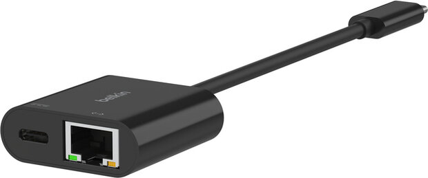 Network adapter : USB-C - naar Gigabit Ethernet + USB-C (power only)