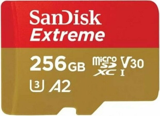 SDSQXBD-256G-GN6MA Extreme Plus Flash memory card 256 GB (A2, Video Class V30, UHS-I U3, Class 10, microSDXC UHS-I)