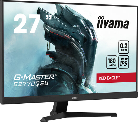 G-MASTER Red Eagle G2770QSU-B6 LED gaming 27&quot;, 2560 x 1440 WQHD, 180 Hz, Fast IPS, 1200:1, 0,2 ms, HDMI, DisplayPort, speakers, mat zwart