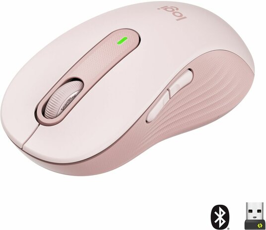 Signature M650 L Mouse (large size, 5 knoppen, Bluetooth, 2,4 GHz, roze)