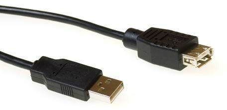 USB-verlengkabel : USB M naar USB F (5 m, zwart)