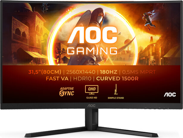 Gaming CQ32G4VE LED curved 32&quot;, 2560 x 1440 QHD, 180 Hz, Fast VA, 3500:1, HDR10, 0,5 ms, 2 x HDMI, DisplayPort, zwart/grijs