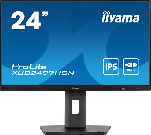 ProLite XUB2497HSN-B2 LED 24&quot;, 1920 x 1080 Full HD, 100 Hz, IPS, 1300:1, 1 ms, HDMI, DisplayPort, USB-C, speakers, mat zwart