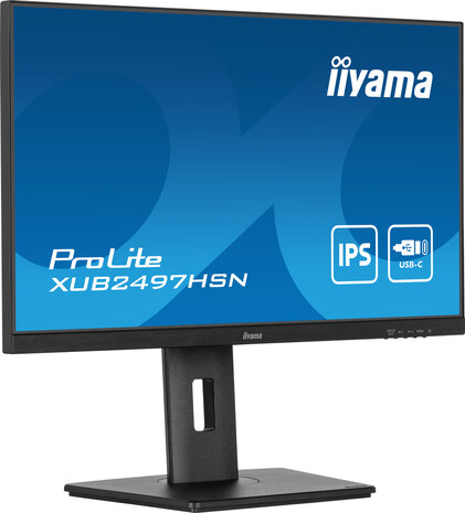 ProLite XUB2497HSN-B2 LED 24&quot;, 1920 x 1080 Full HD, 100 Hz, IPS, 1300:1, 1 ms, HDMI, DisplayPort, USB-C, speakers, mat zwart