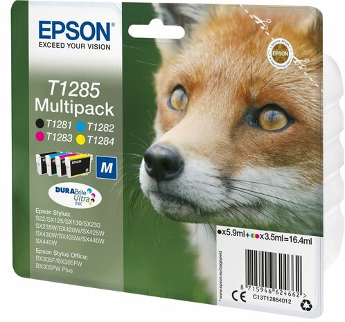 T1285 inkjetcartridges multipack (zwart, cyaan, geel en magenta)