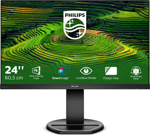 B Line 241B8QJEB LED 24&quot;, 1920 x 1080 Full HD, IPS, 1000:1, 5 ms, HDMI, DVI-D, VGA, DisplayPort, speakers, zwart