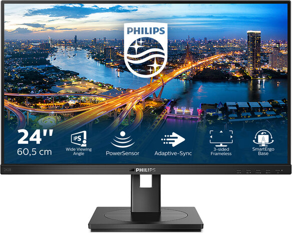 B Line 242B1 LED 24&quot;, 1920 x 1080 Full HD, IPS, 1000:1, 4 ms, HDMI, DVI-D, VGA, DisplayPort, speakers, zwart