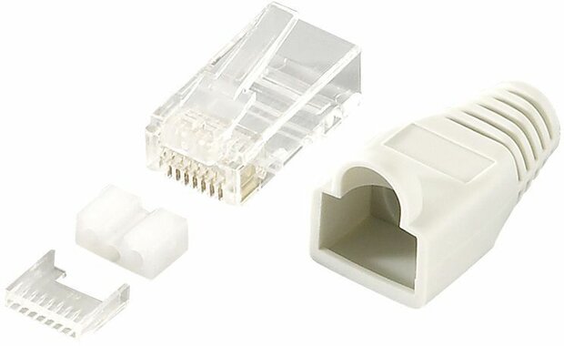 Patchstekker RJ45 Cat6 (shielded, 100 stuks, grijs)