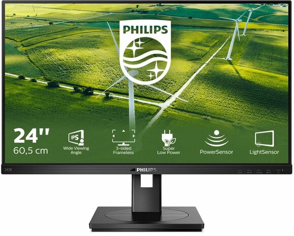 242B1G/00 LED 24&quot;, 1920 x 1080 Full HD, IPS, 1000:1, 4 ms, HDMI, DVI-D, VGA, DisplayPort, speakers, zwart