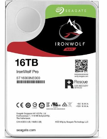 16000 GB ST16000NT001 IronWolf Pro NAS (256 MB cache, 7200 rpm)