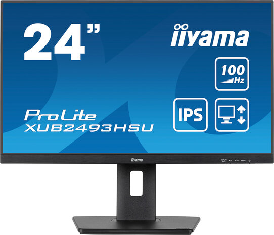 ProLite XUB2493HSU-B6 LED 24&quot;, 1920 x 1080 Full HD, 100 Hz, IPS, 1000:1, 1 ms, HDMI, DisplayPort, speakers, mat zwart