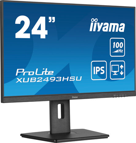 ProLite XUB2493HSU-B6 LED 24&quot;, 1920 x 1080 Full HD, 100 Hz, IPS, 1000:1, 1 ms, HDMI, DisplayPort, speakers, mat zwart