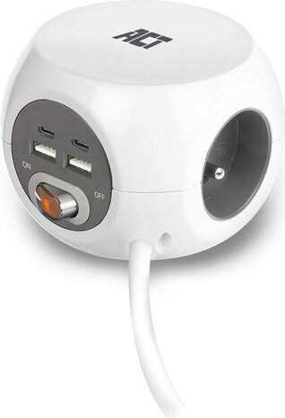 AC2435 Vierkante stekkerdoos (1,5 m kabel, 3 AC-uitgangen, 4 USB-uitgangen)