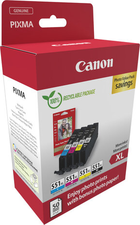 CLI-551XL inkjetcartridges multipack (cyaan, magenta, geel en zwart)