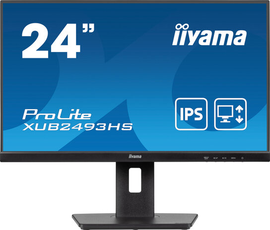 ProLite XUB2493HS-B6 LED 24&quot;, 1920 x 1080 Full HD 100 Hz, IPS, 1300:1, 0,5 ms, HDMI, DisplayPort, speakers, zwart mat