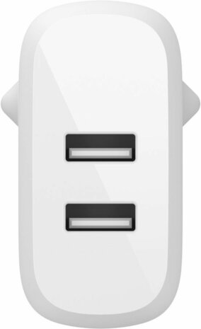 Boost Charge Dual USB-A Wall Charger (24 Watt, 2 USB output connectors, wit)