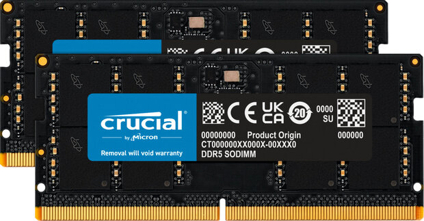 CT2K48G56C46S5 DDR5 kit 96 GB, SO-DIMM 262-pin, 5600 MHz, PC5-44800, CL46, zwart (2 x 48 GB)